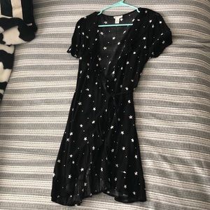 Black and white star wrap dress